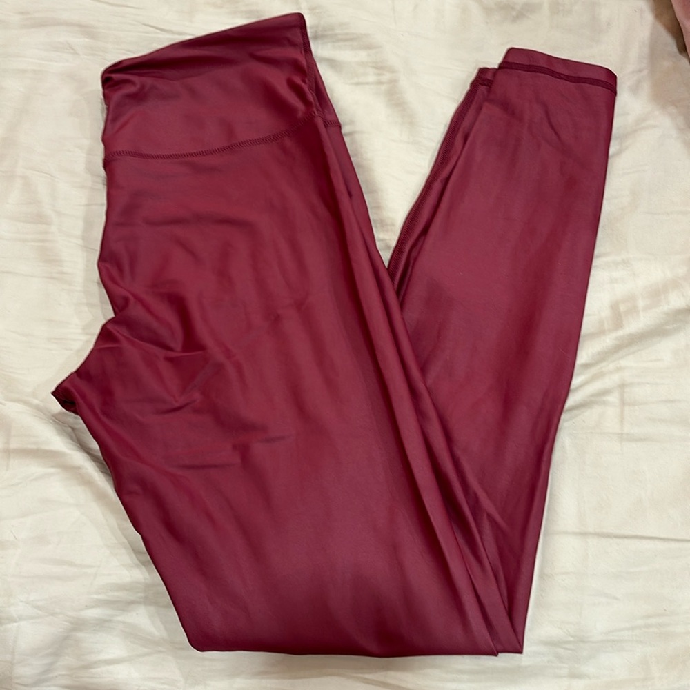 Like new. Faux darker red matte leather finish leggings